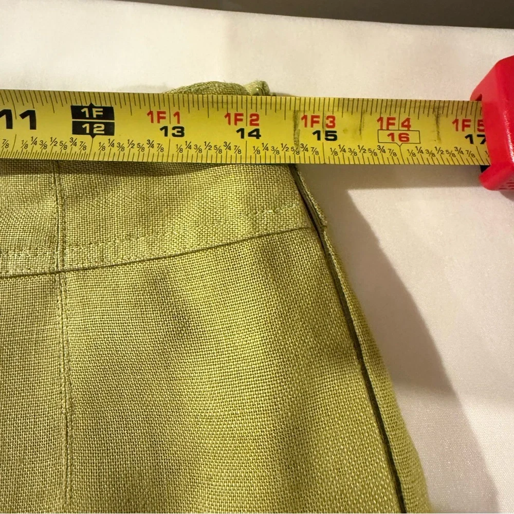 Talbots, Trish Linen Lime Green Wide Leg Linen Pants – Size 10P - Picture 8 of 13